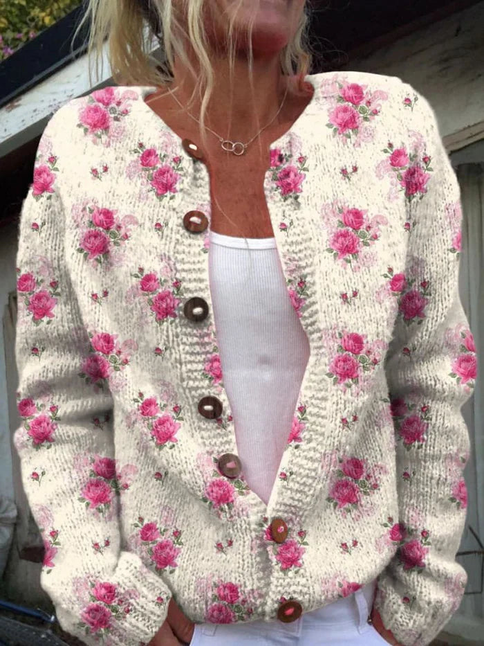 Aquarell Französischer Rose Cardigan