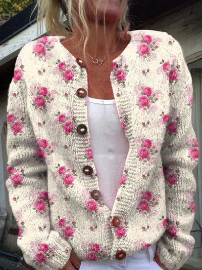 Aquarell Französischer Rose Cardigan