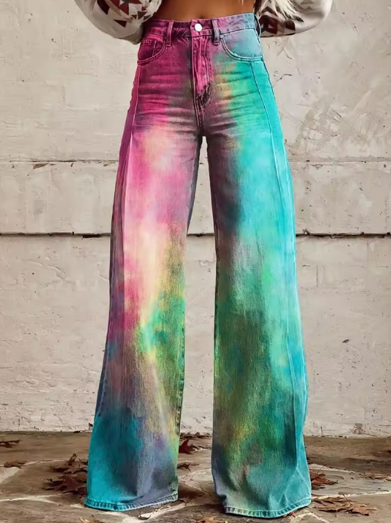 Vintage Boho-Hosen mit Regenbogenverlauf