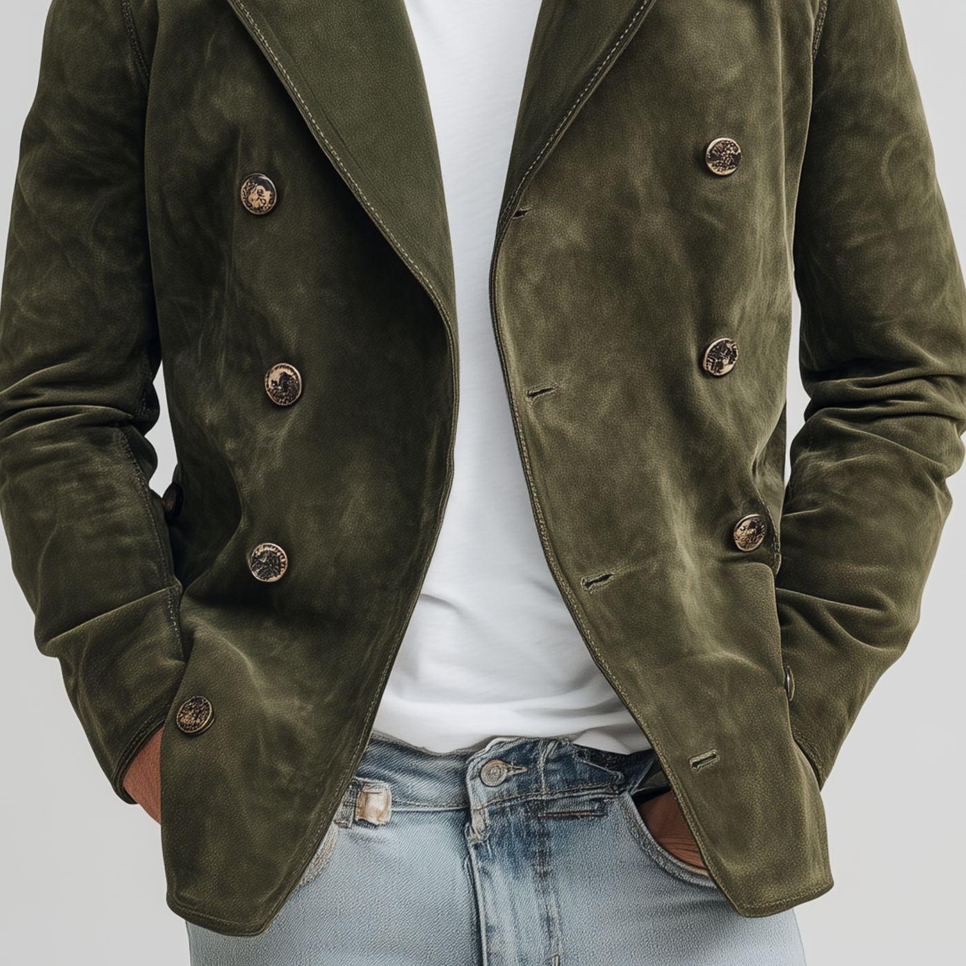 Zweireihige Wildlederjacke für Herren Emil