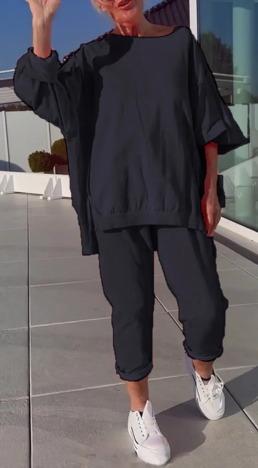 Tessa - Zweiteiliges Damenoberteil mit Rundhalsausschnitt und Hose