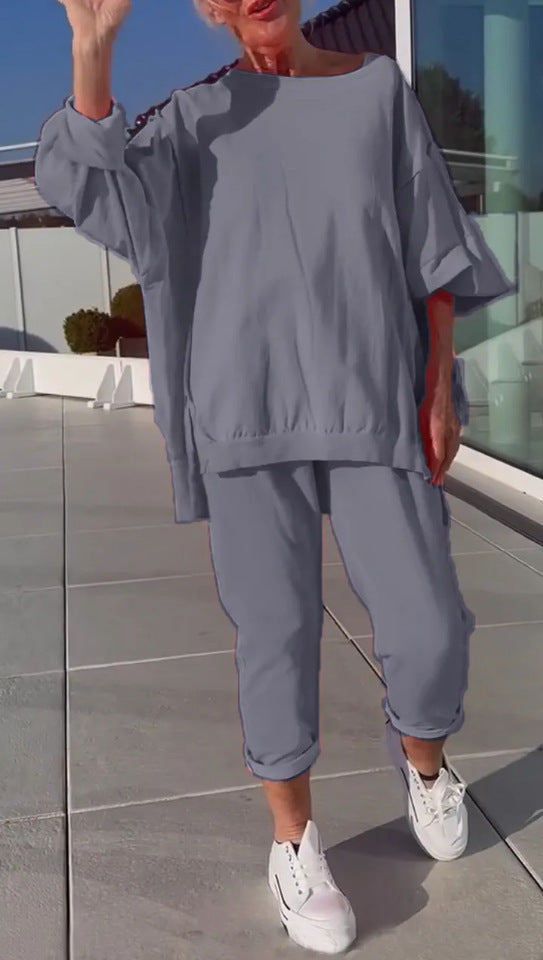 Tessa - Zweiteiliges Damenoberteil mit Rundhalsausschnitt und Hose