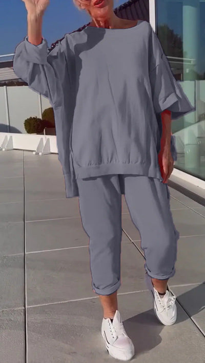 Tessa - Zweiteiliges Damenoberteil mit Rundhalsausschnitt und Hose