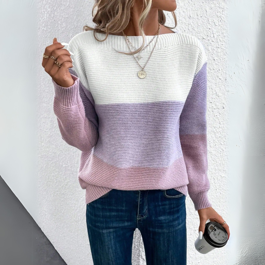 Clara | Eleganter Drei-Farben-Patchwork-Pullover