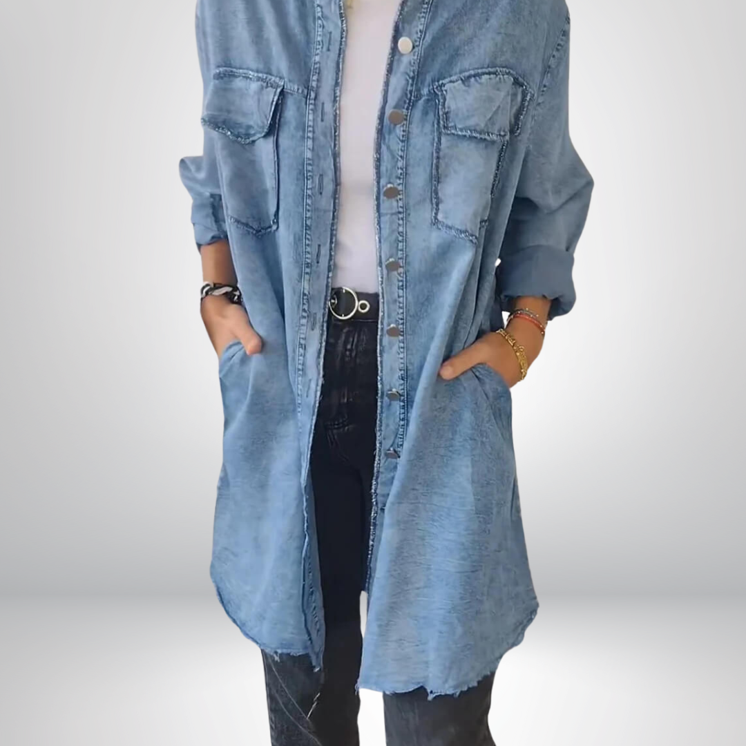 Sofia | Stilvolle und Vielseitige Langärmlige Denimjacke mit Kragen