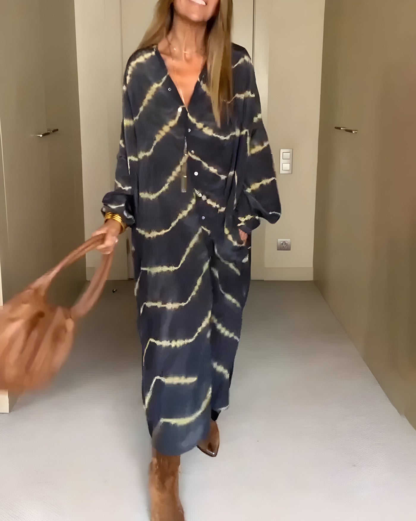 Sophie - Boho Fließendes Gestreiftes Maxikleid