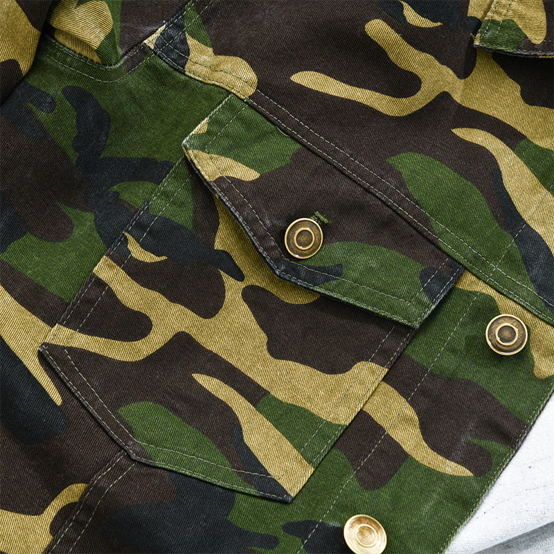Herrenjacke Wiktor Retro Canvas in Camouflage mit Klappen
