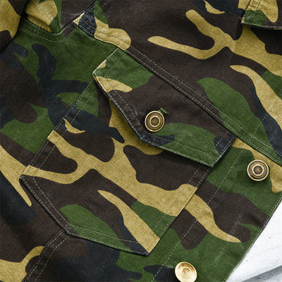 Herrenjacke Wiktor Retro Canvas in Camouflage mit Klappen