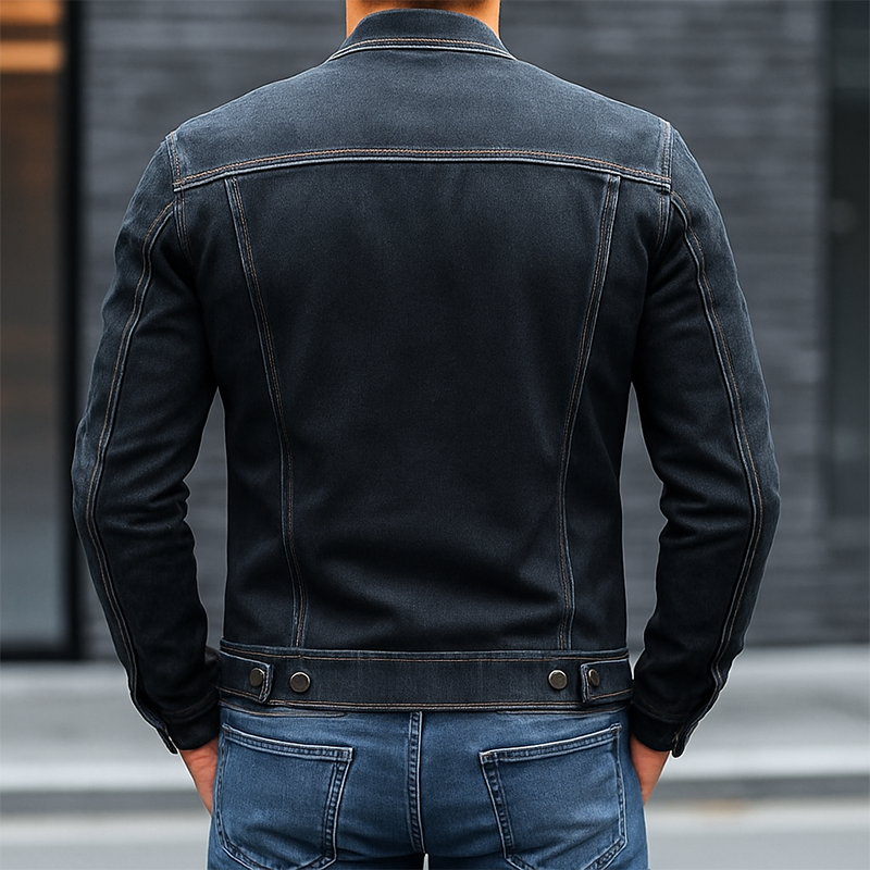 Herren Jeansjacke im Vintage-Stil mit Baseballkragen und tailliertem Schnitt – Hubert