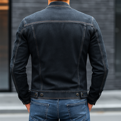 Herren Jeansjacke im Vintage-Stil mit Baseballkragen und tailliertem Schnitt – Hubert