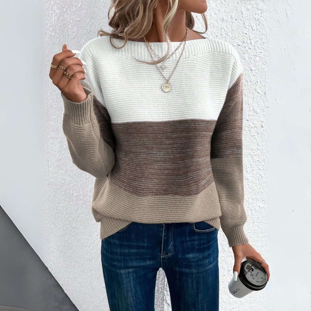 Clara | Eleganter Drei-Farben-Patchwork-Pullover
