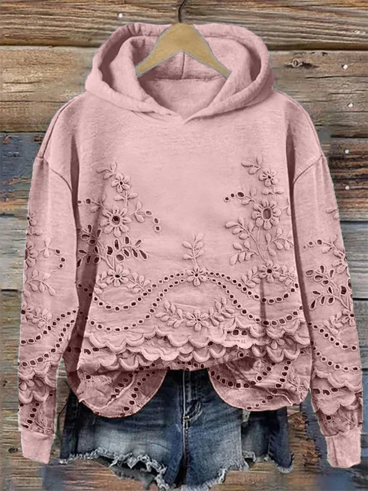 SASSY | Hoodie mit floralem Stickerei