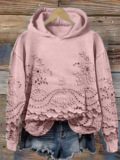 SASSY | Hoodie mit floralem Stickerei