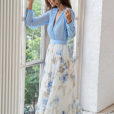 Svenja™ | Elegantes Maxikleid mit tiefem V-Ausschnitt