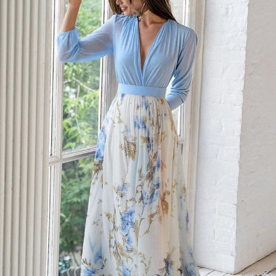 Svenja™ | Elegantes Maxikleid mit tiefem V-Ausschnitt