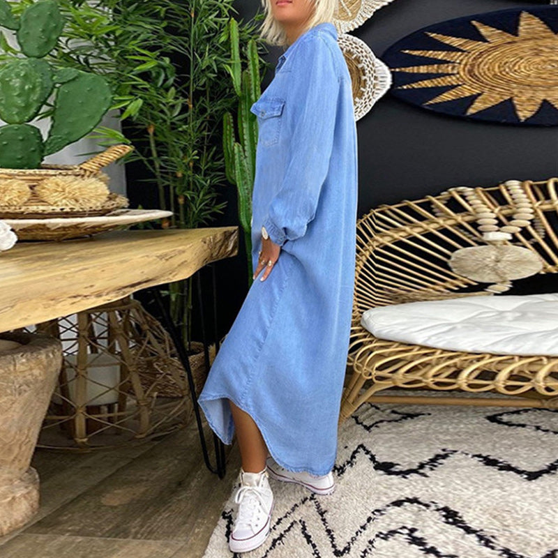 Sofia | Langärmliges Maxikleid aus Denim