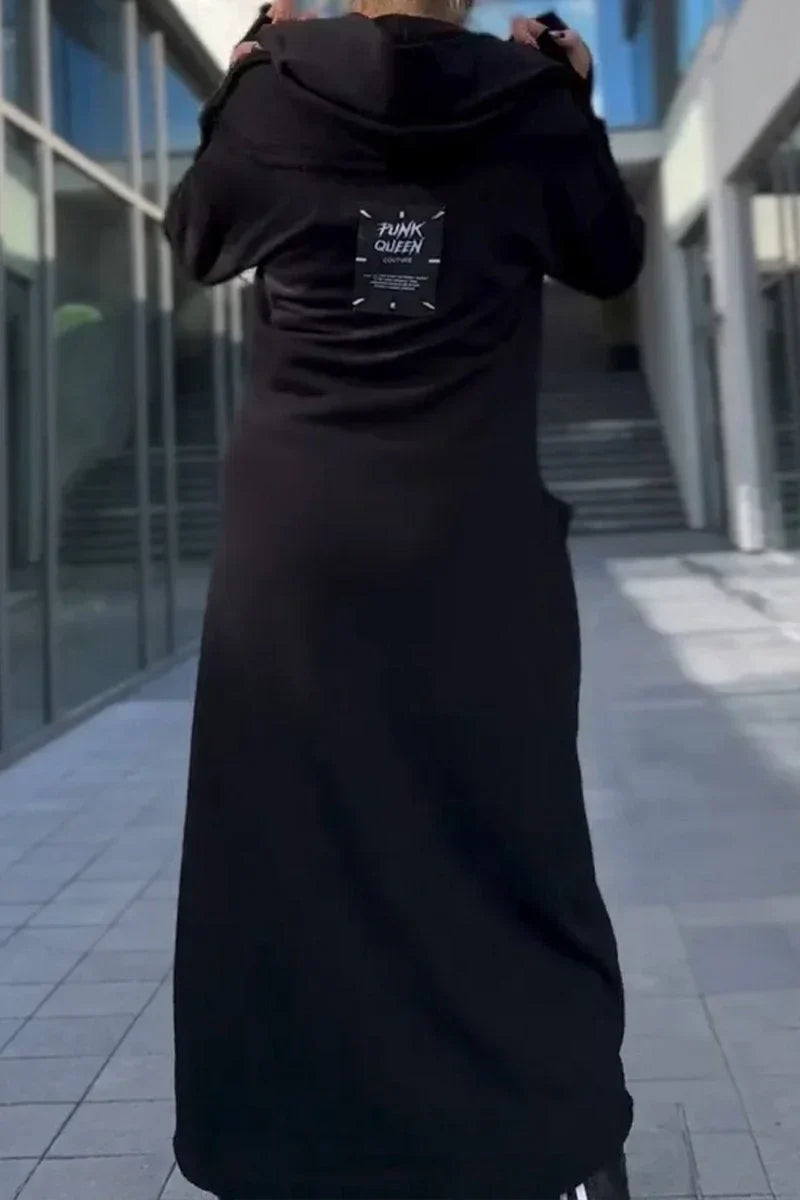 Mana | Langer Hoodie mit Reißverschluss aus atmungsaktivem Stoff