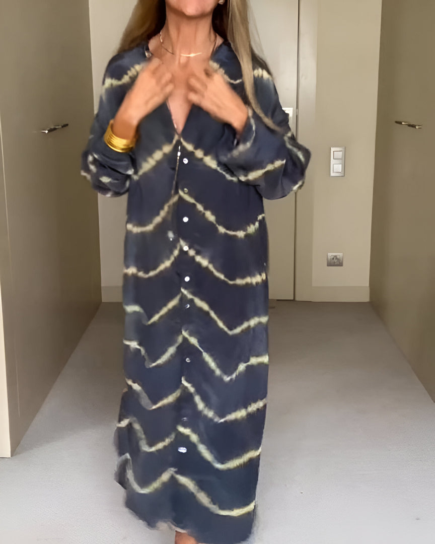 Sophie - Boho Fließendes Gestreiftes Maxikleid