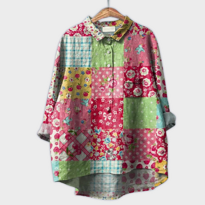 Magdalena - Handgemachte Damenbluse mit floralem Design