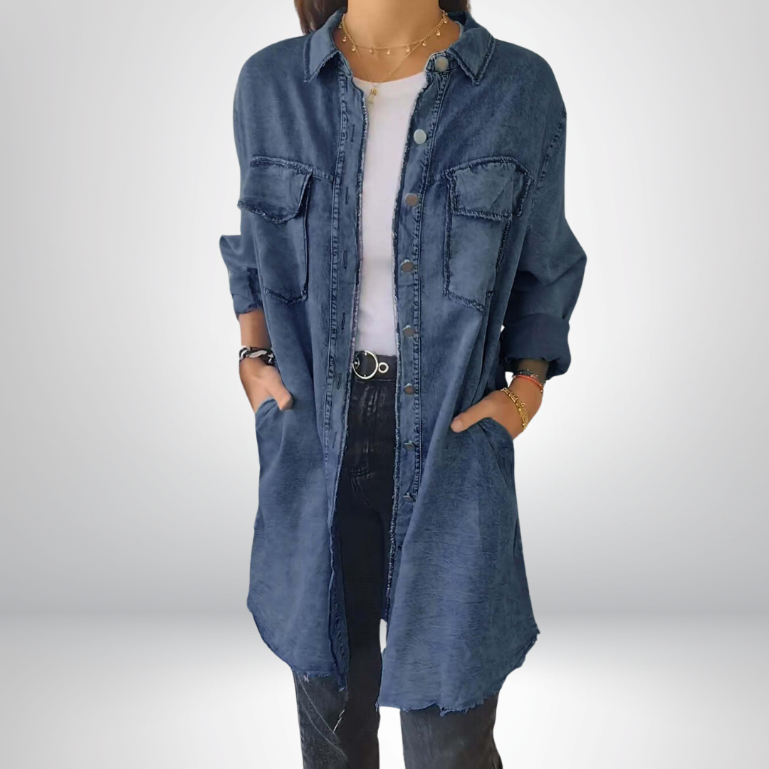 Sofia | Stilvolle und Vielseitige Langärmlige Denimjacke mit Kragen