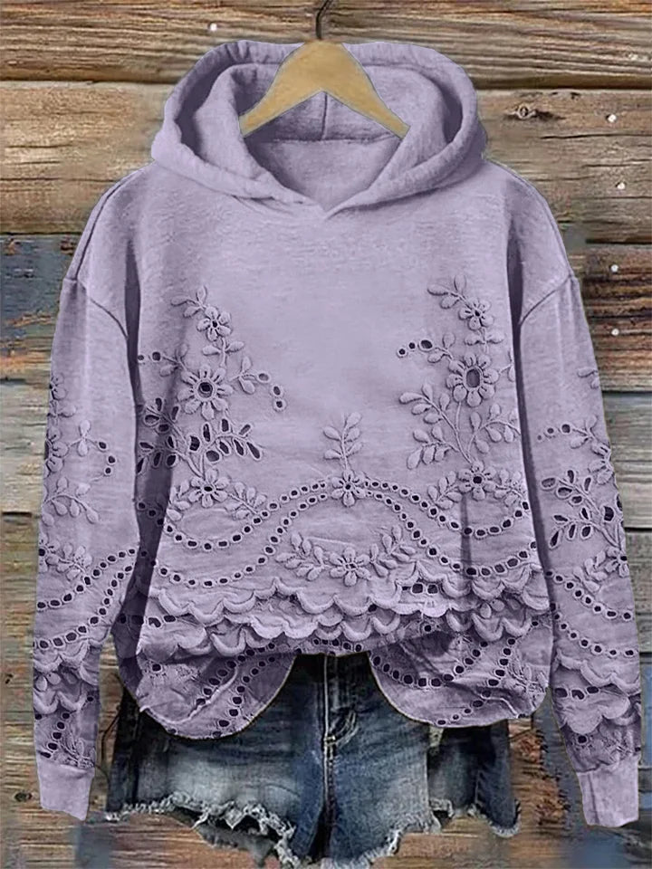 SASSY | Hoodie mit floralem Stickerei