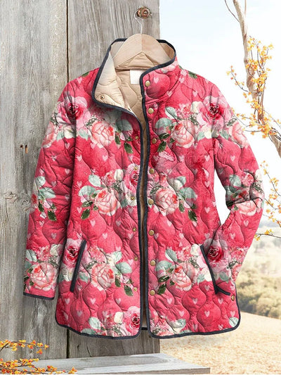Veste Matelassée Florale Rose Charmante