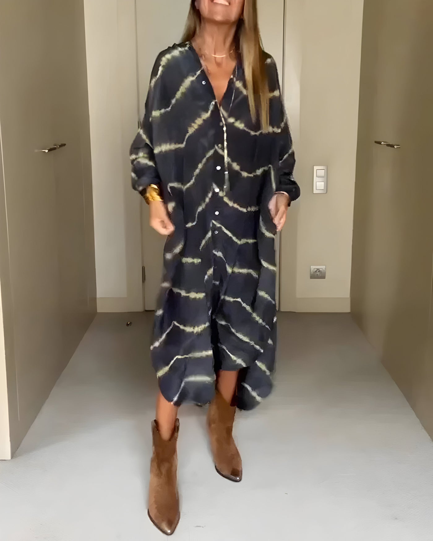 Sophie - Boho Fließendes Gestreiftes Maxikleid