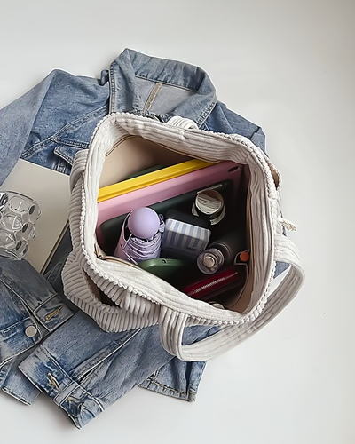 Silke – Gerippte Tragetasche mit Kordel-Detail