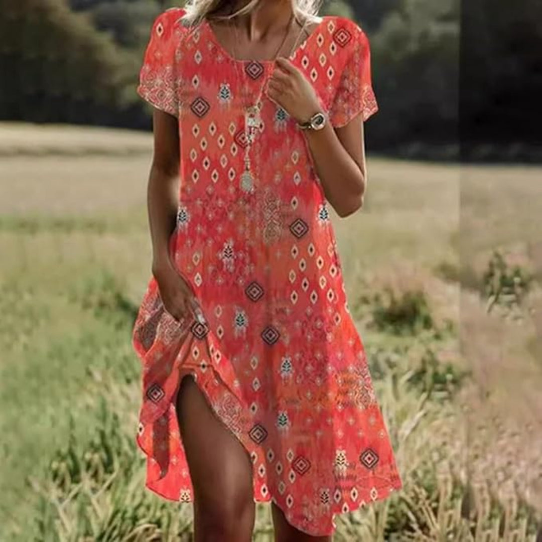 Lonneke™ | Kurzes Ärmels Boho-Kleid