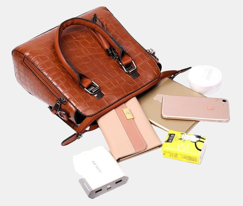 SOPHIA | VINTAGE KROKODILMUSTER 4-9 TEILE TASCHENSET