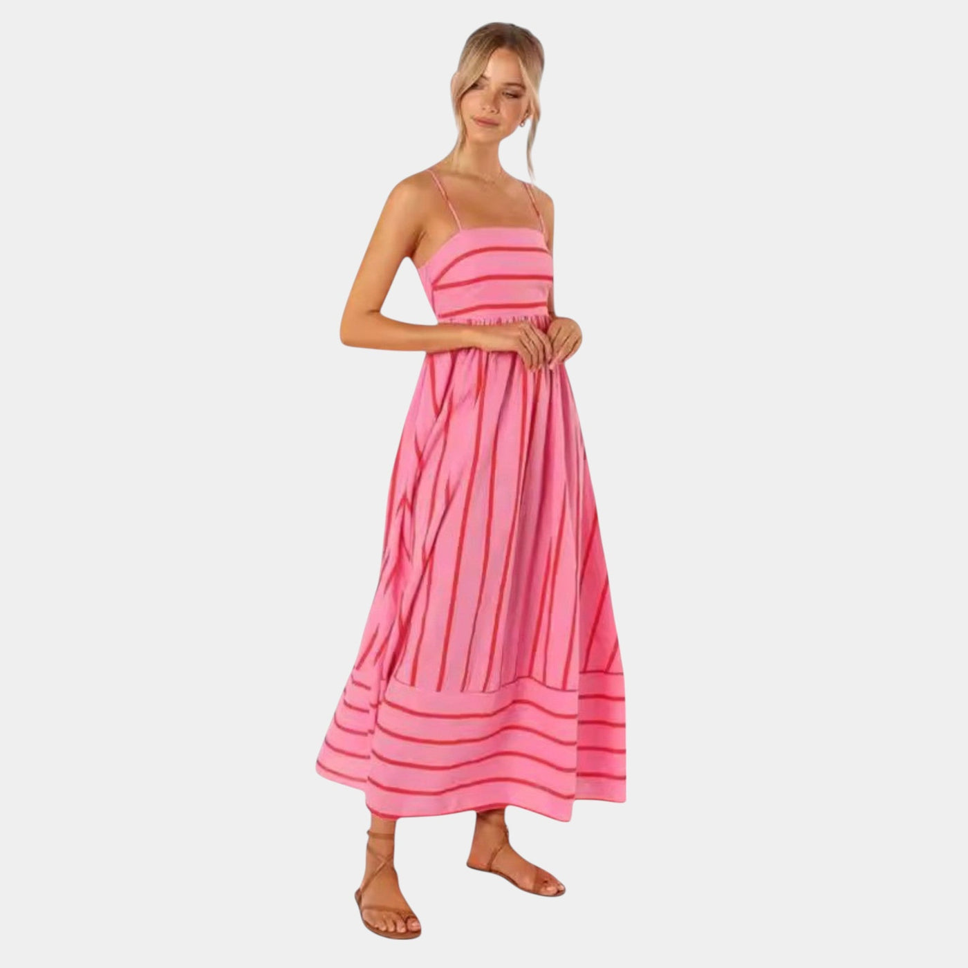 Rosa - Lässiges Gestreiftes Kleid