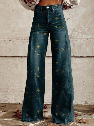 Vintage Boho-Hosen mit Sternenmuster
