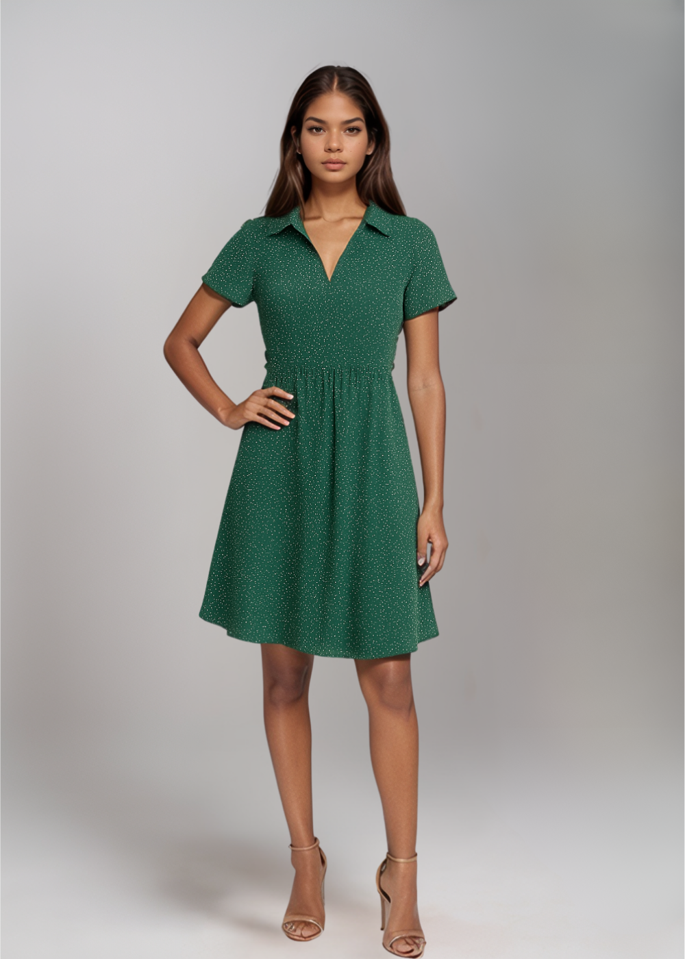 Angie - Leichtes Punktemuster Mini-Kleid und Rock