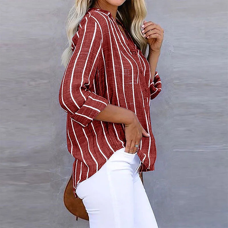 Maddie | Gestreifte Button-Up-Bluse