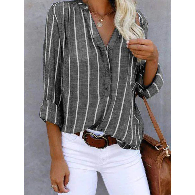 Maddie | Gestreifte Button-Up-Bluse