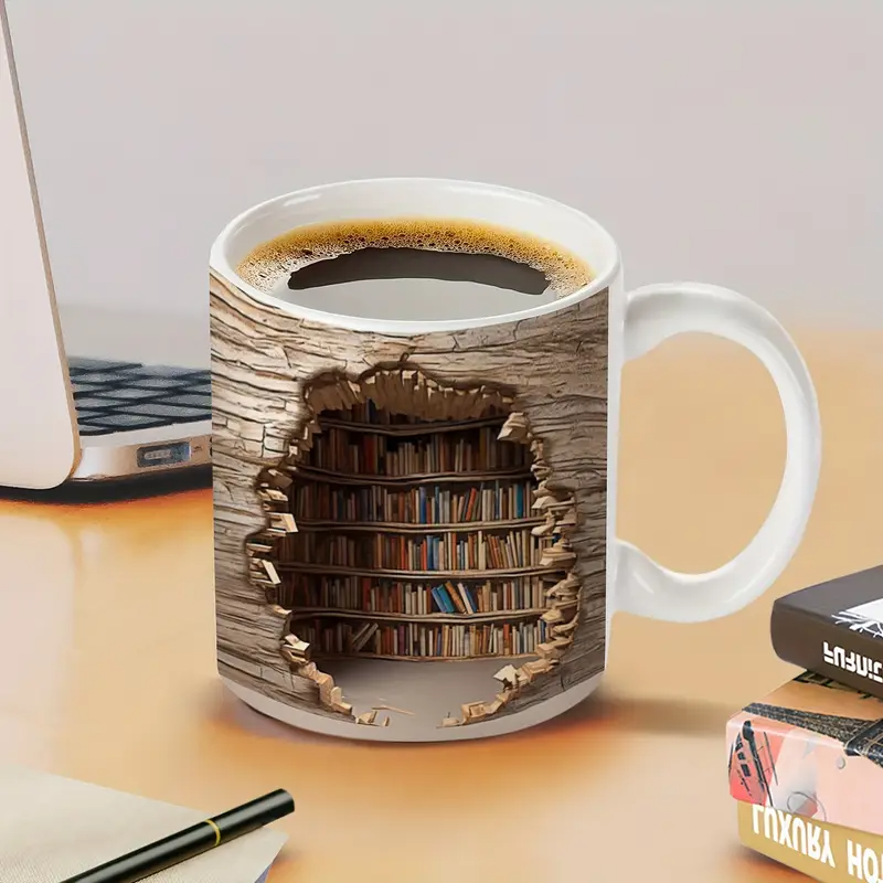 Amalia | Magische Wärmewechsel-Tasse mit Bücherregal-Motiv