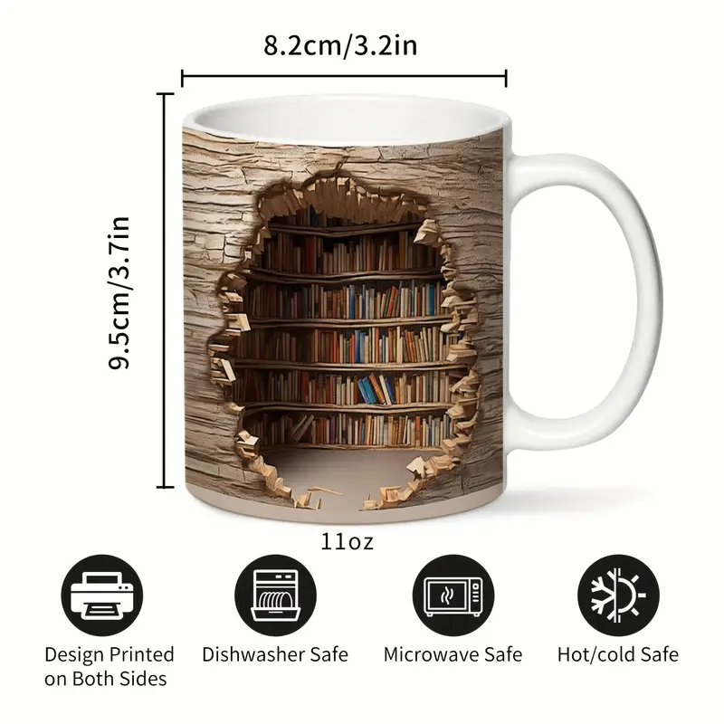 Amalia | Magische Wärmewechsel-Tasse mit Bücherregal-Motiv