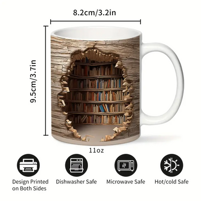 Amalia | Magische Wärmewechsel-Tasse mit Bücherregal-Motiv