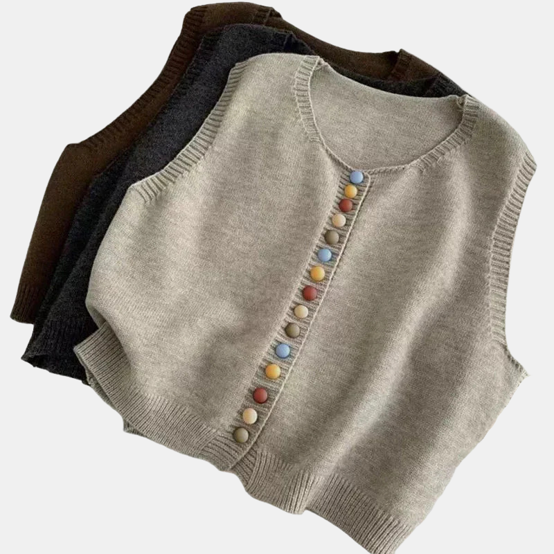 Zaria | Strickweste mit Farbknöpfen