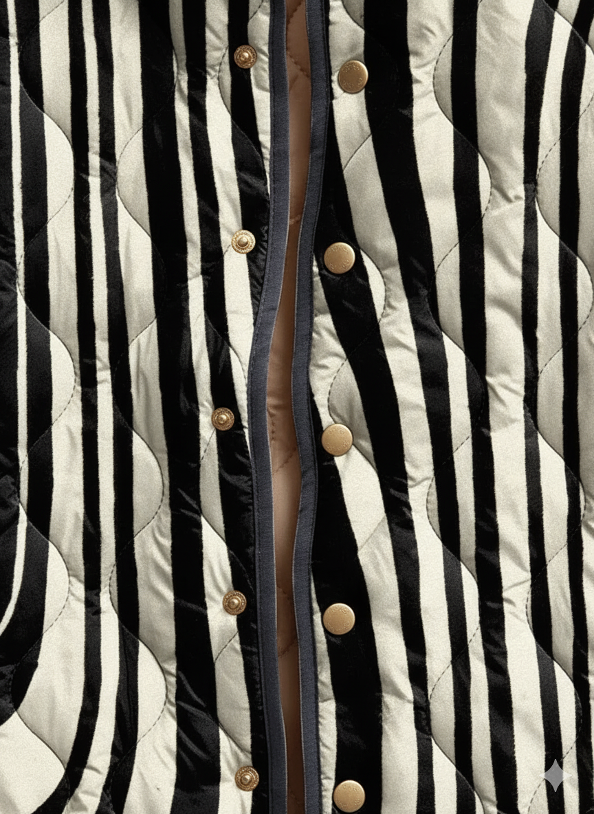 Veste Matelassée Géométrique Décontractée