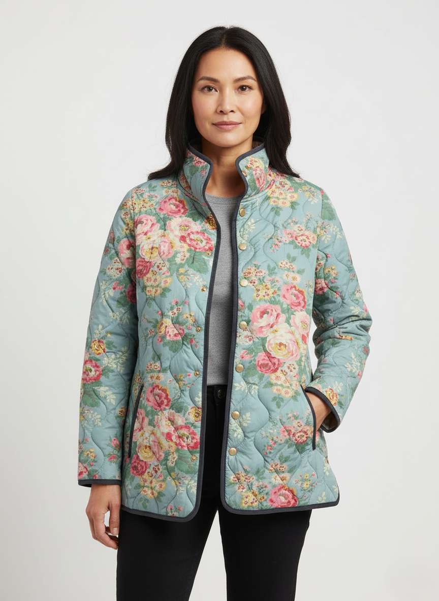 Veste Femme Imprimé Floral Matelassé
