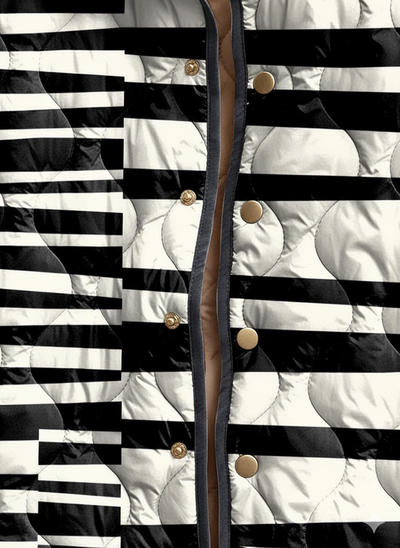 Veste Matelassée Abstraite pour Femmes en Noir et Blanc