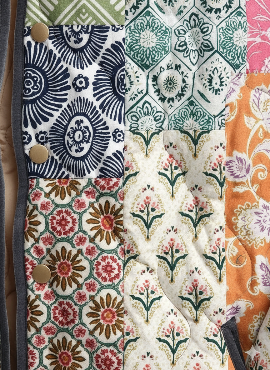 Veste Florale Matelassée Décontractée