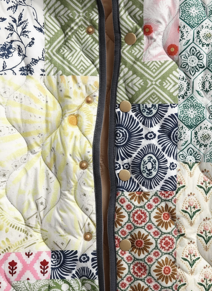 Veste Florale Matelassée Décontractée