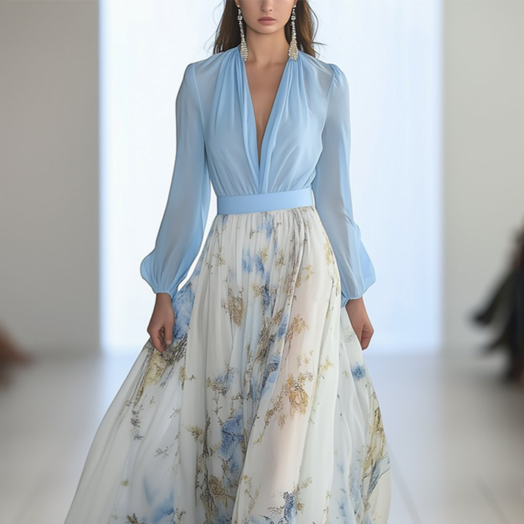 Svenja™ | Elegantes Maxikleid mit tiefem V-Ausschnitt