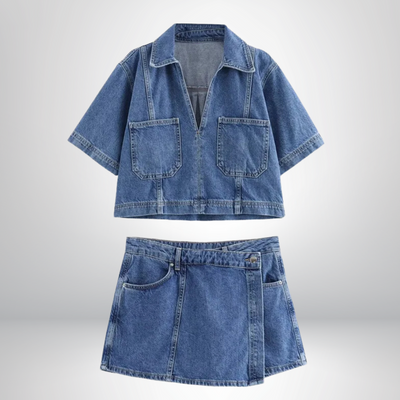 Sofia | V-Ausschnitt Denim Set
