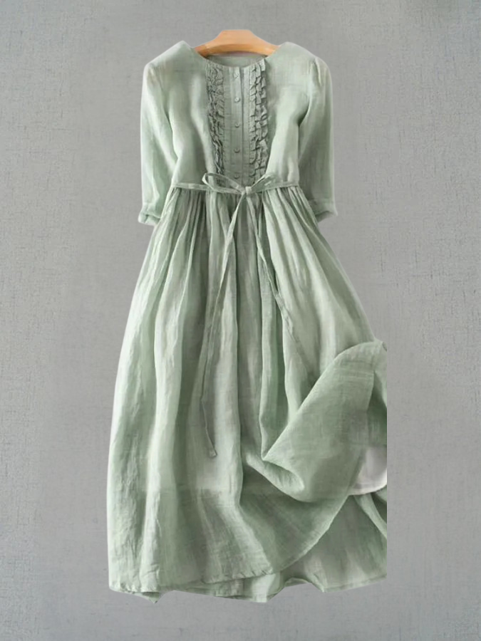 Arya™ I Damen Art Retro Rundhals Schnürung Taillenkleid