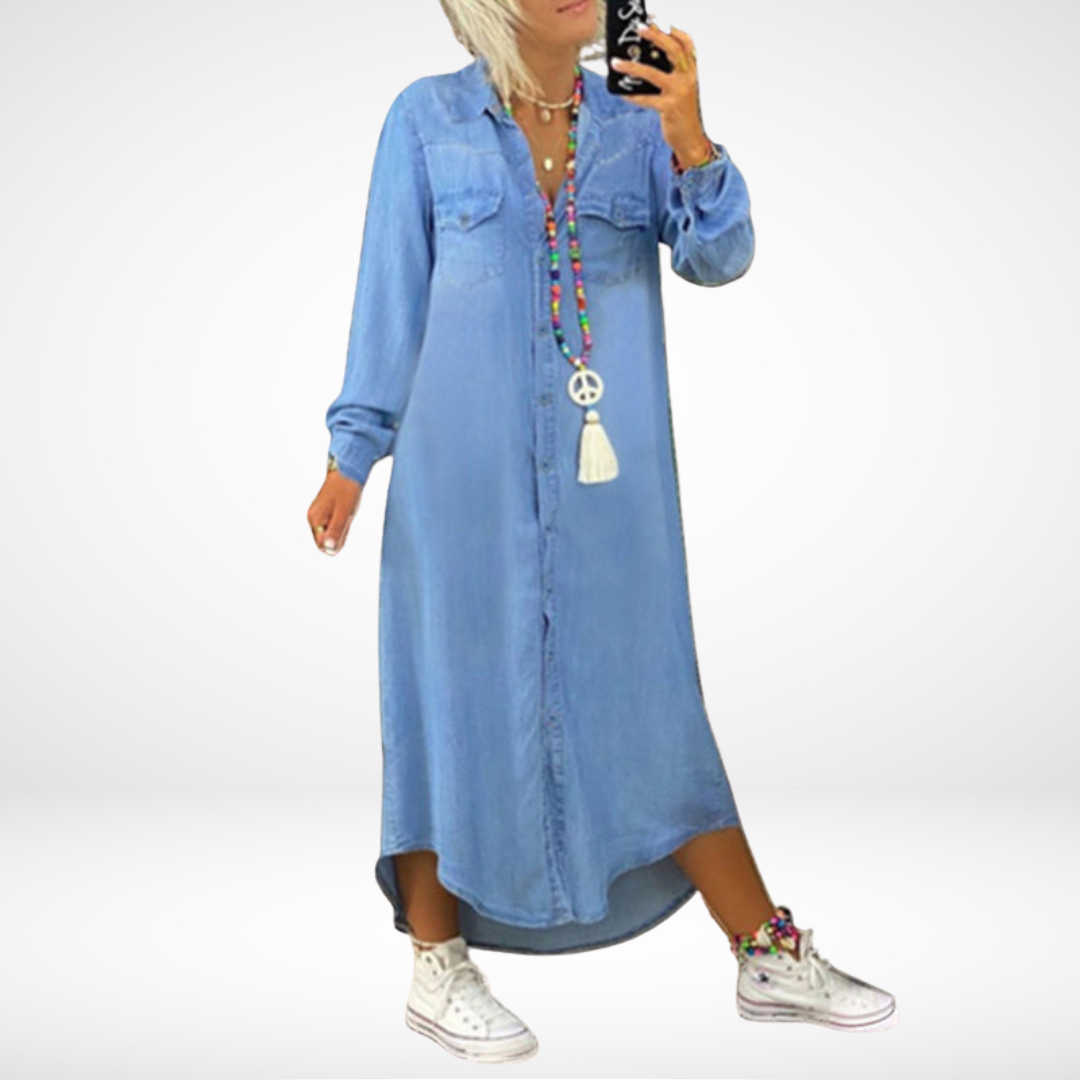Sofia | Langärmliges Maxikleid aus Denim