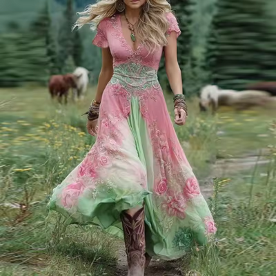 Alicja | Kleid mit Blumenstickerei