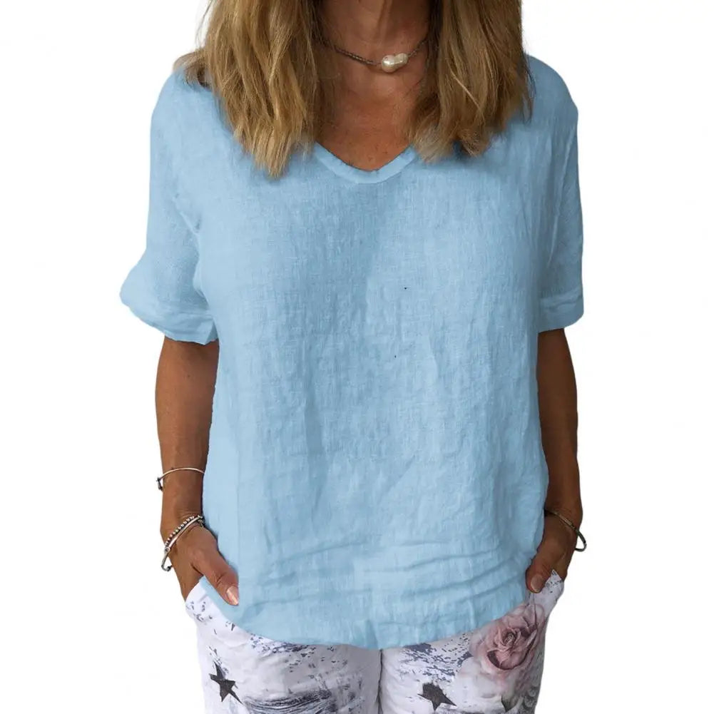 Lina™ – Elegantes Baumwoll-Leinen-T-Shirt